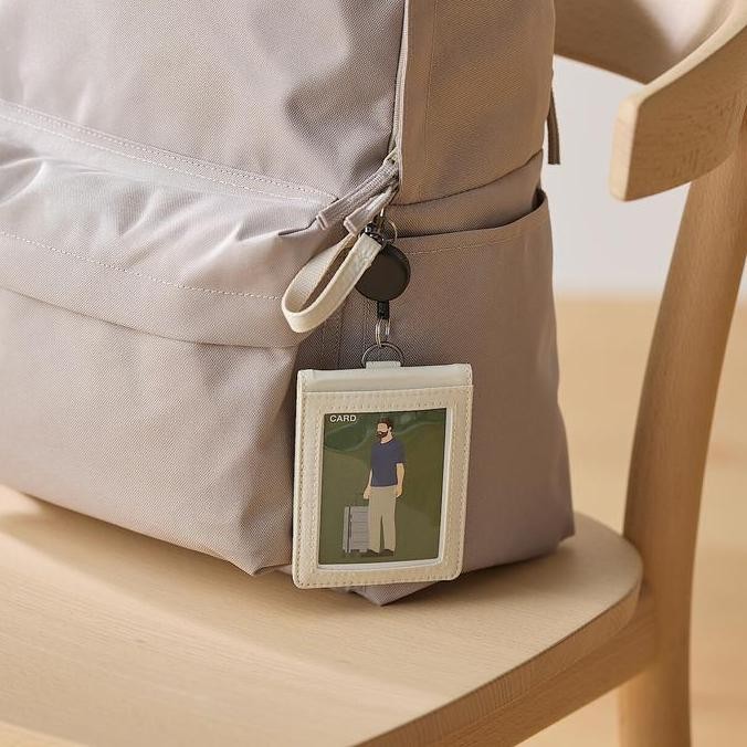 

TERBARU - Muji Self-standing Nylon card holder/lanyard with retractable buckle - Name Taq/ID card Holder dgn tali tarik dan dpt diberdirikan diatas meja - Card Case Reel
