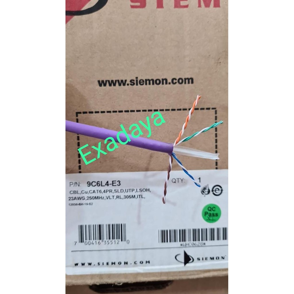 TERLARIS - Siemon 9C6L4-E3 Kabel Utp Cat6 Cat 6 Cable Lan 23AWG LSOH Purple Ungu