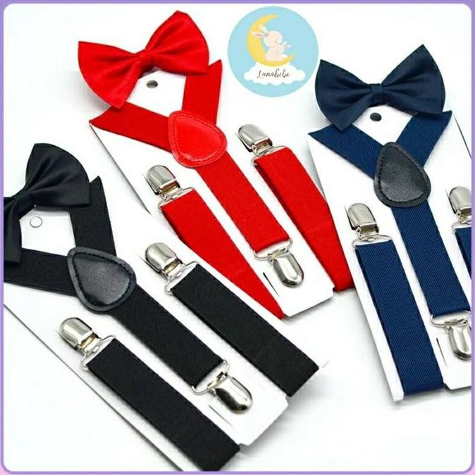 Suspender Dewasa Pria Suspender Anak Laki Laki Cowok , Bonus Dasi Kupu / Suspender Tali Jojon Suspen