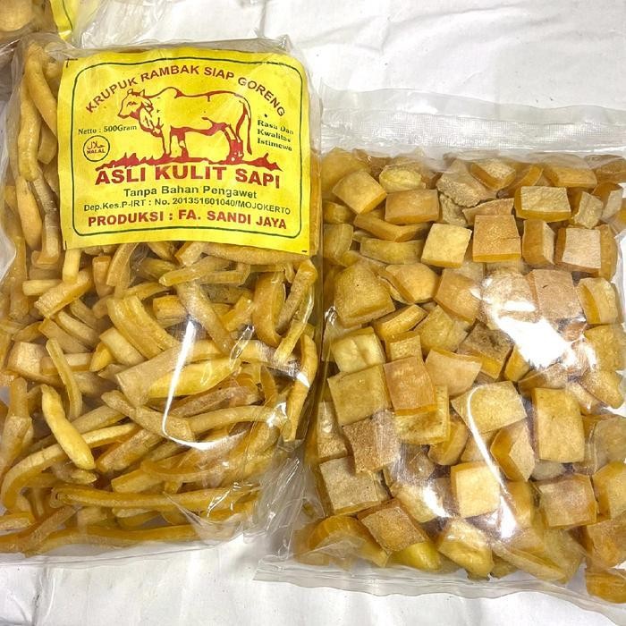 

SEDIA! krecek rambak kulit sapi 1kg Mix (Stik Mie + Dadu) Ori!!