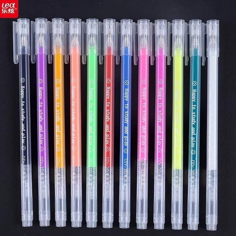 

Cod Viralkan85 Pen 3D Gel Pen Warna Warni Kutek Warna Pen Kaca Pen Dekor Cat Dekor Pen Lucu Cat Warna 12Pc Lk Rg-4