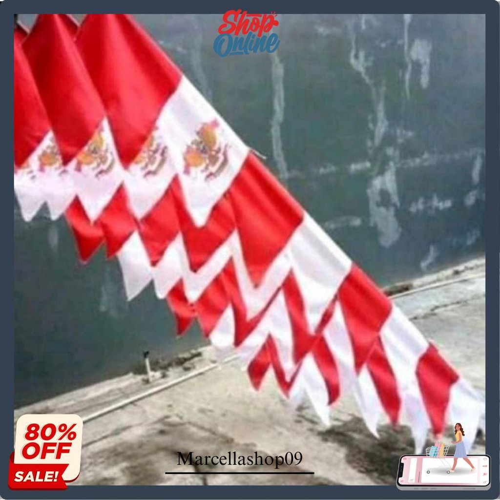 Umbul Umbul 10 Mata Zig Zag Merah Putih( 3,4 Meter) Termurah Banget