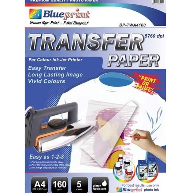 

new !!! Blueprint Transfer Paper (BP-TPA4160) - A4, 5 Sheet, 160 Gsm, Cast Coating, Glossy, Water Resistant