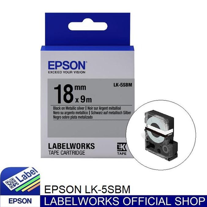 

Epson Label 18Mm Black On Silver 9M Labelworks Tape Cartridge Lk-5Sbm New Stok