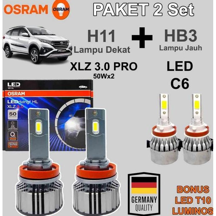 ready Paket Lampu LED NEW RUSH H11 OSRAM XLZ + LED C6 HB3 9005 Bohlam LED