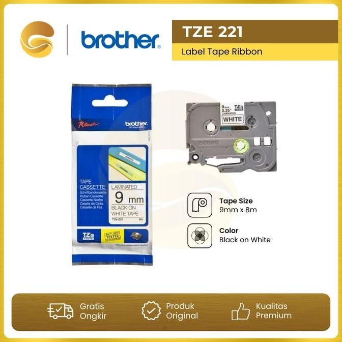 

Brother Label Tape Tze 221 9Mm Black On White New Stok
