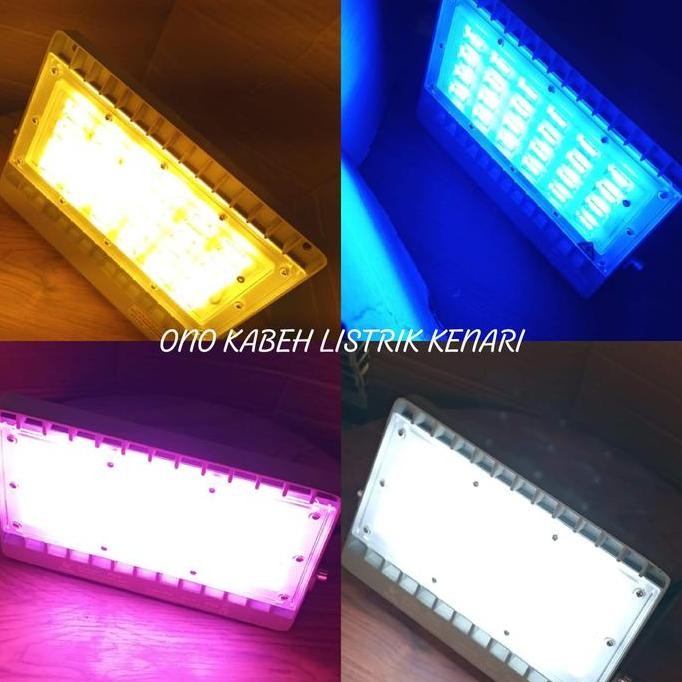 Lampu Sorot Tembak Audalux Led Flood Light Biru Pink Hijau 50 Watt Smd