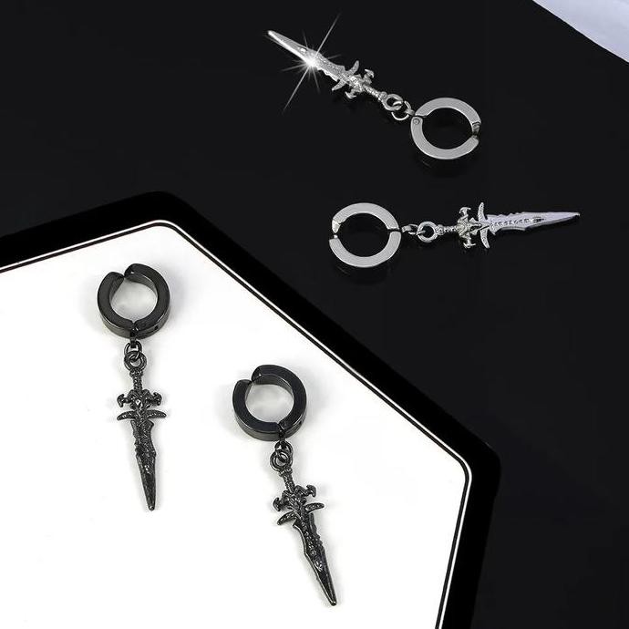 Hot Sale - Anting Pria Magnet Jepit Pedang / Tindik Tusuk Korea Kpop Itanium A215