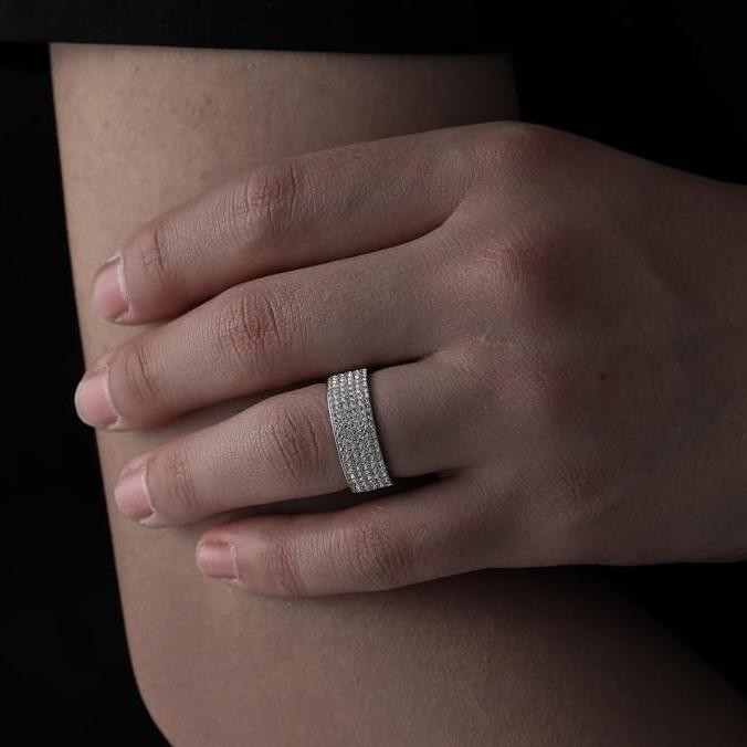 Hot Sale - Cincin Titanium Anti Karat Ori Pria Wanita Zircon Berlian Couple C396