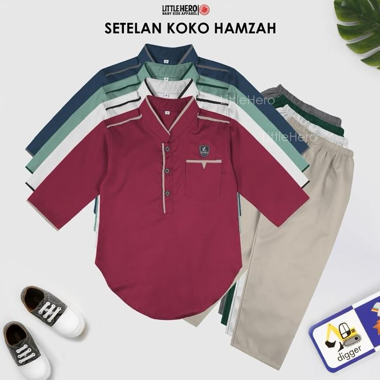Setelan Kurta Hamzah Anak Laki Laki Usia 210 Tahun Baju Koko Anak Lebaran 2025