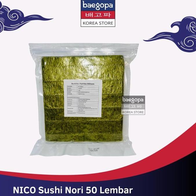 

Nico Sushi Nori Rumput Laut Full Size 50 S Nori Gimbab Import Lembar Rumput Laut.. Kualitas Terbaik Harga Termurah