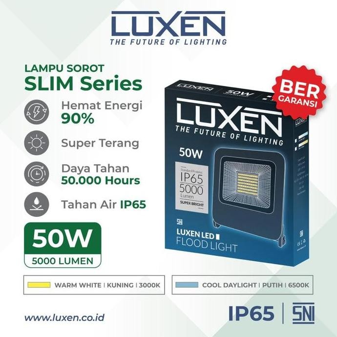 Lampu Sorot Led 50Watt Luxen Kuning / Putih Anti Air Dan Berkualitas