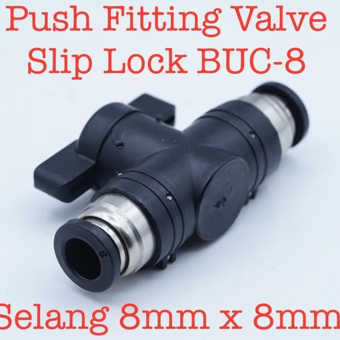 Tersedia BUC-8 Pneumatic Valve Stop Kran 8mm Fitting Inline Selang PU 8 mm