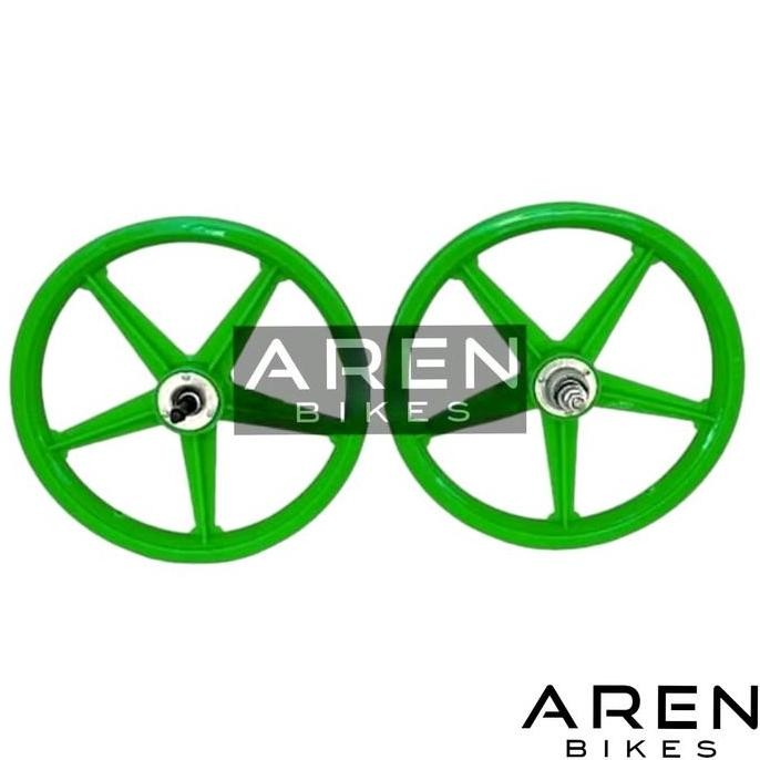 RODA SEPEDA BMX 16 INCH VELG PALANG RACING WARNA ATOM PLASTIK SIAP PAKAI ASLI