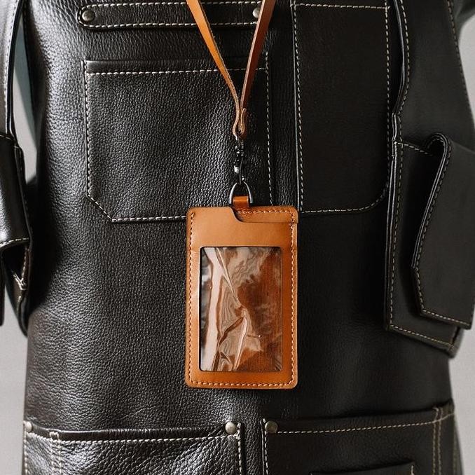 

GANTUNGAN ID CARD KULIT TALI LANYARD NAME TAG HOLDER PLASTIK FOTO KANTOR ASLI