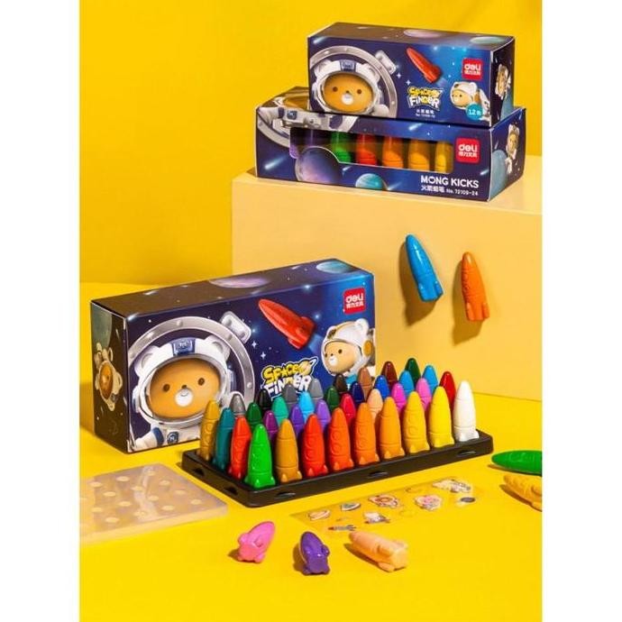 

CRAYON ANAK MODEL ROKET PLASTIK DELI | KRAYON PLASTIK WARNA ANAK ASLI