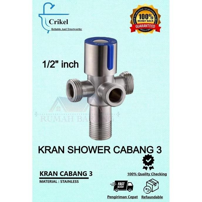 Tersedia Kran Cabang 3 Stainless | Stop Kran Kloset & Jet Shower Anti Karat