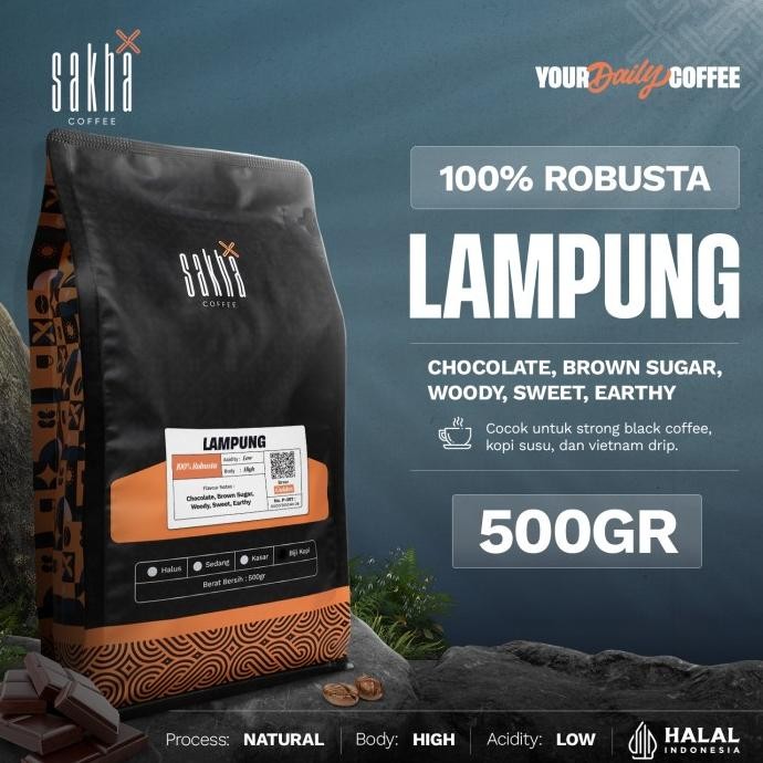 

READY KOPI ROBUSTA LAMPUNG SAKHA ROASTERY 500GR - BIJI & BUBUK KOPI LOKAL