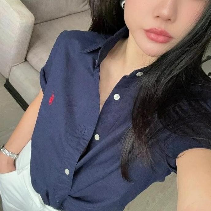 kemeja wanita lengan pendek rayon polos 755