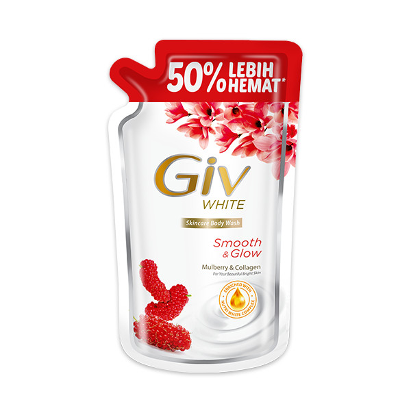 Giv White Sabun Mandi Cair Mulberry Pouch 800 ml x3 - Gambar 3