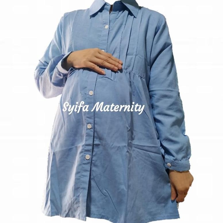 At109 Baju Hamil Kemeja Kerja Hamil Katun Lengan Panjang