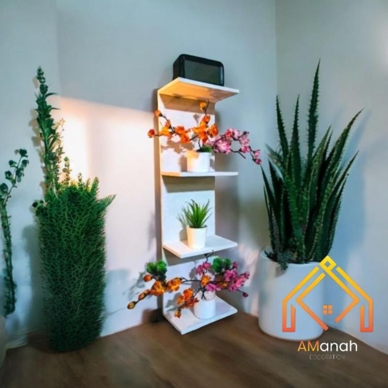 Terlaris - Rak Dinding Gantung 4 Tingkat Kode Rka0037 / Rak Bunga Hias / Rak Serbaguna / Rak Hias Te