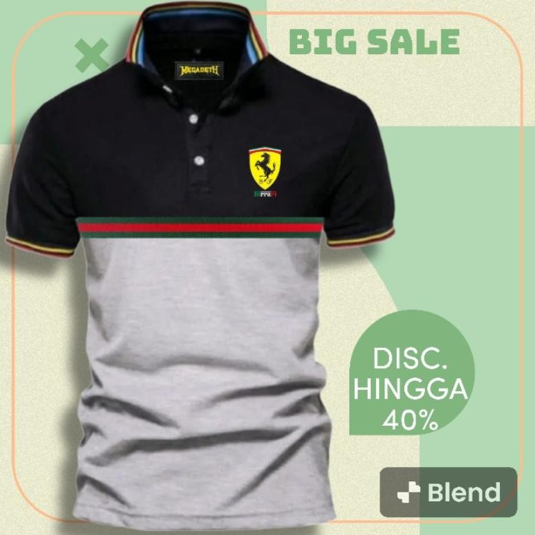 Sale Kaos Kerah Wangki Ferrari Terbaru/Kaos Kerah Kombinasi/Kaos Kerah Model/Kaos Distro/Kaos Katun 
