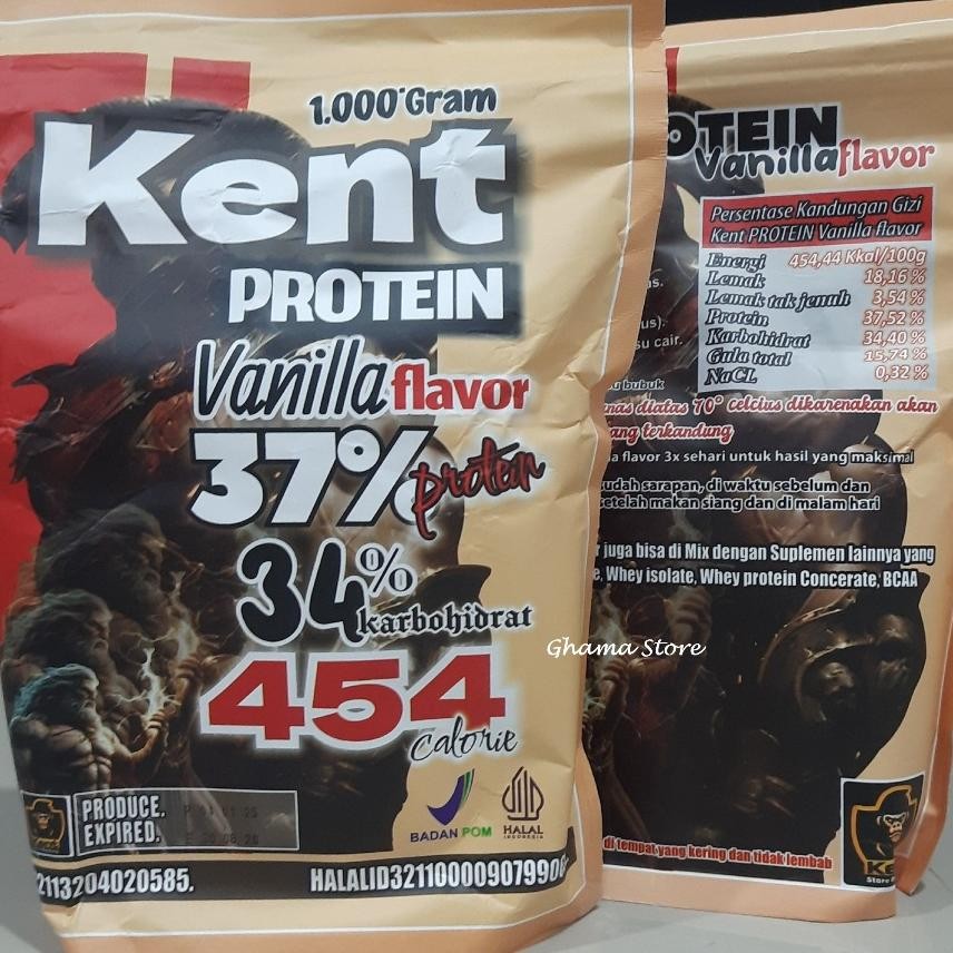 Kent Protein Susu Bubuk Kedelai Rasa Vanilla Kedelai Sangrai Whey Protein Casein 1 Gram