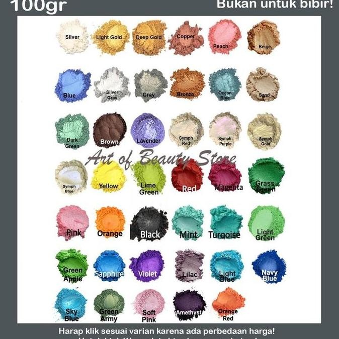

Original Bubuk Mica / Metallic / Pearl / Shimmer 100gr - Pewarna Sabun Resin Henna DIY