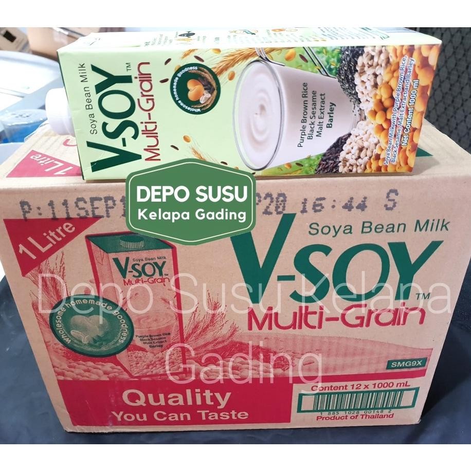 

Vsoy Multrain 1X12 Kartonan Susu Kedelai Vsoy Soya Milk Uht Golden Grain Low Sugar Voat Voat