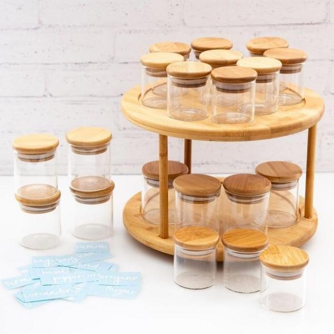 Stok Sj Rak Bumbu Kayu Putar Lazy Susan