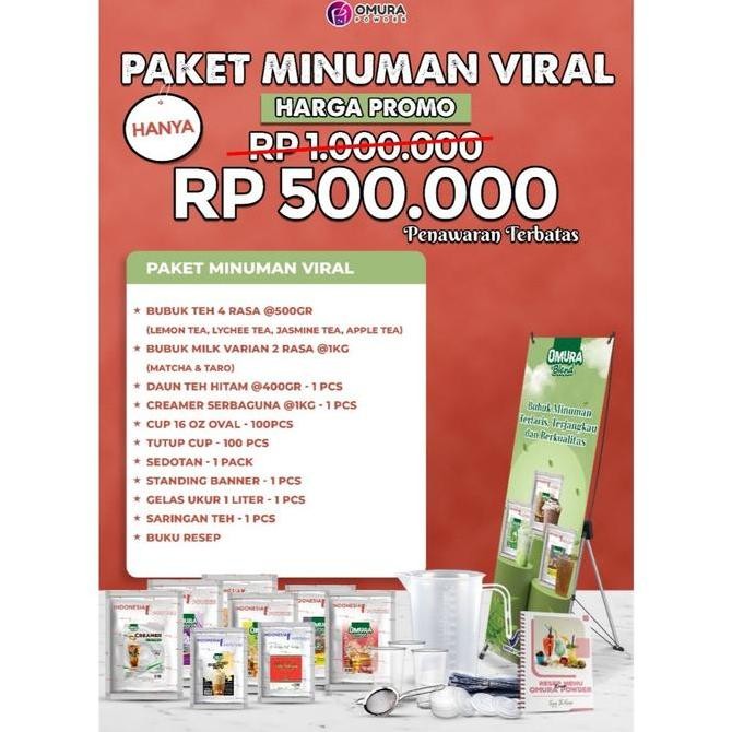 

Original Paket Usaha Minuman Omura Powder - Minuman Bubuk Viral Siap Jualan