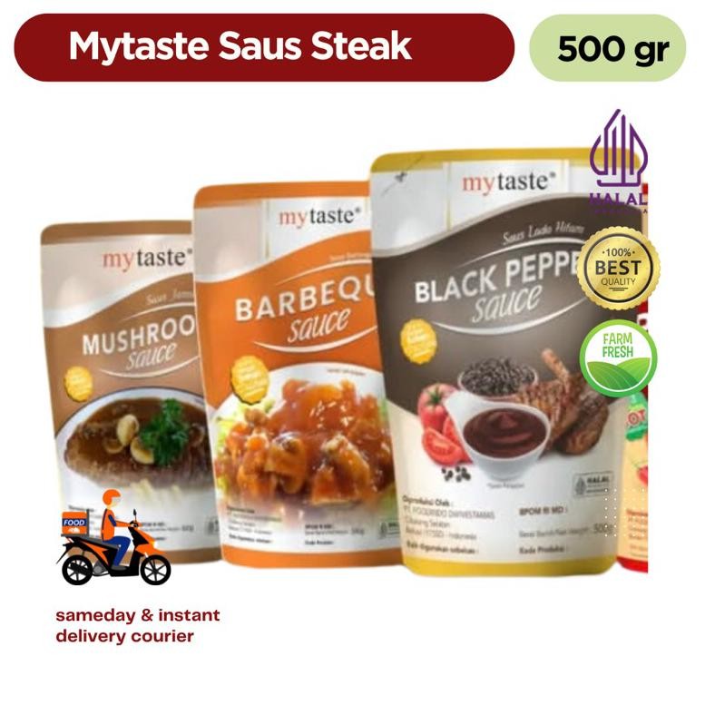 

Mytaste saus mushroom 500 gram / bbq sauce / black paper / teriyaki / my taste barbeque sauce Lada hitam / saus steak / bumbu marinasi daging Nugi