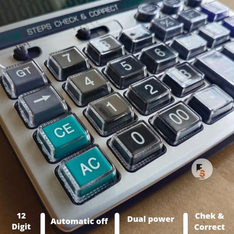 

Kalkulator Calculator Dekstop Meja Dagang 12 Digit Tombol Transparan Mika Awet Bagus Layar Terang Angka Besar Fitur Chek Ulang RB2