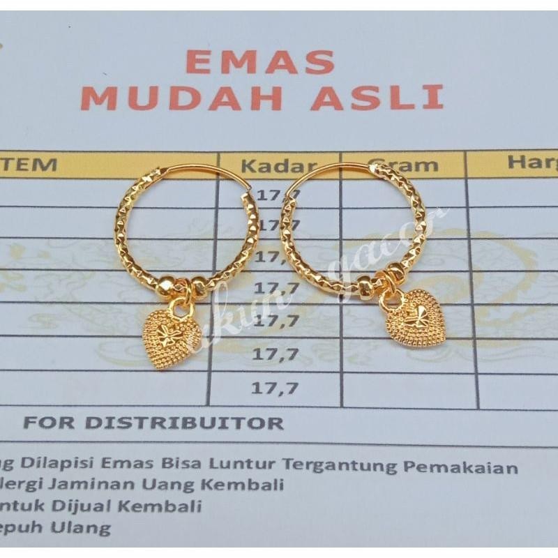 Anting Emas 24Karat Kadar 700 Ada Surat Motif Terbaru Cod