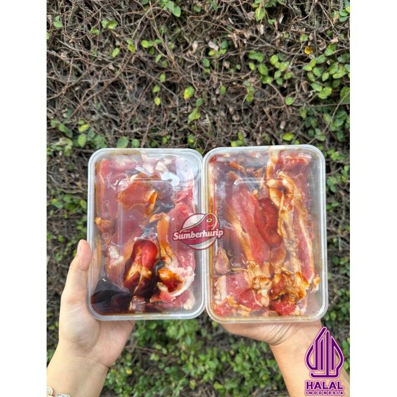 

Beef Slice Marinasi Irisan Daging Sapi dengan saus marinasi 500gr , sumberhurippmeatshopp Nugi