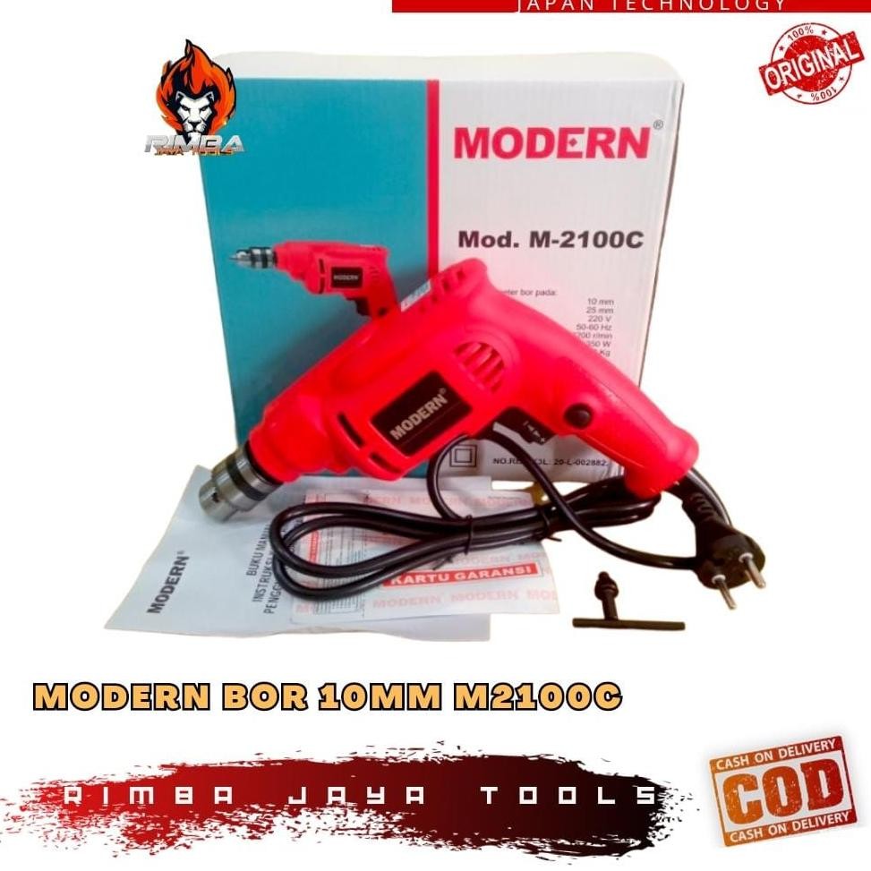 MODERN M-2100C Bor Listrik 10mm Tangan Kayu Besi Electric Drill 10 mm Mesin M2100C M-2100 C Bor Mura