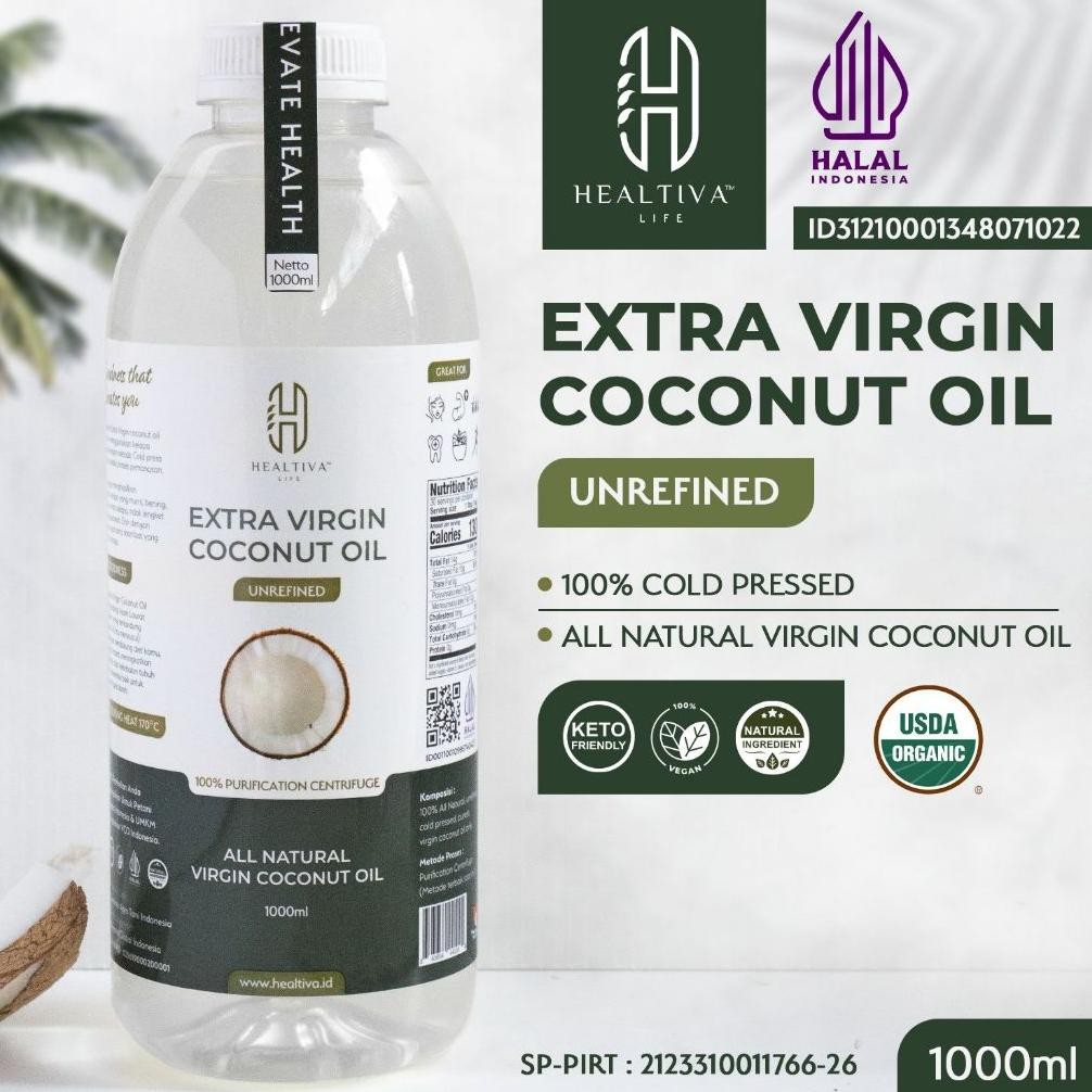 

HEALTIVA Minyak VCO Original 1 LITER / Extra Virgin Coconut Oil Minyak Kelapa Murni 100% Coconut Oil Nugi