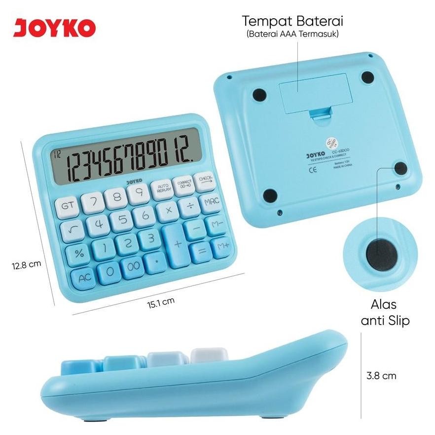 

Calculator JOYKO CC-63DCO Pastel Color - Kalkulator Dopamin Besar 12 Digit Cek Ulang RB2