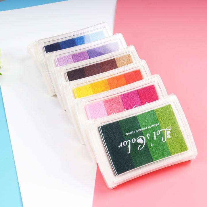 

6PCS/SET Stamp Pad InkPad bak stempel gradient lets color radiant color tinta cap stempel warna warni HB1304 DIY RB3