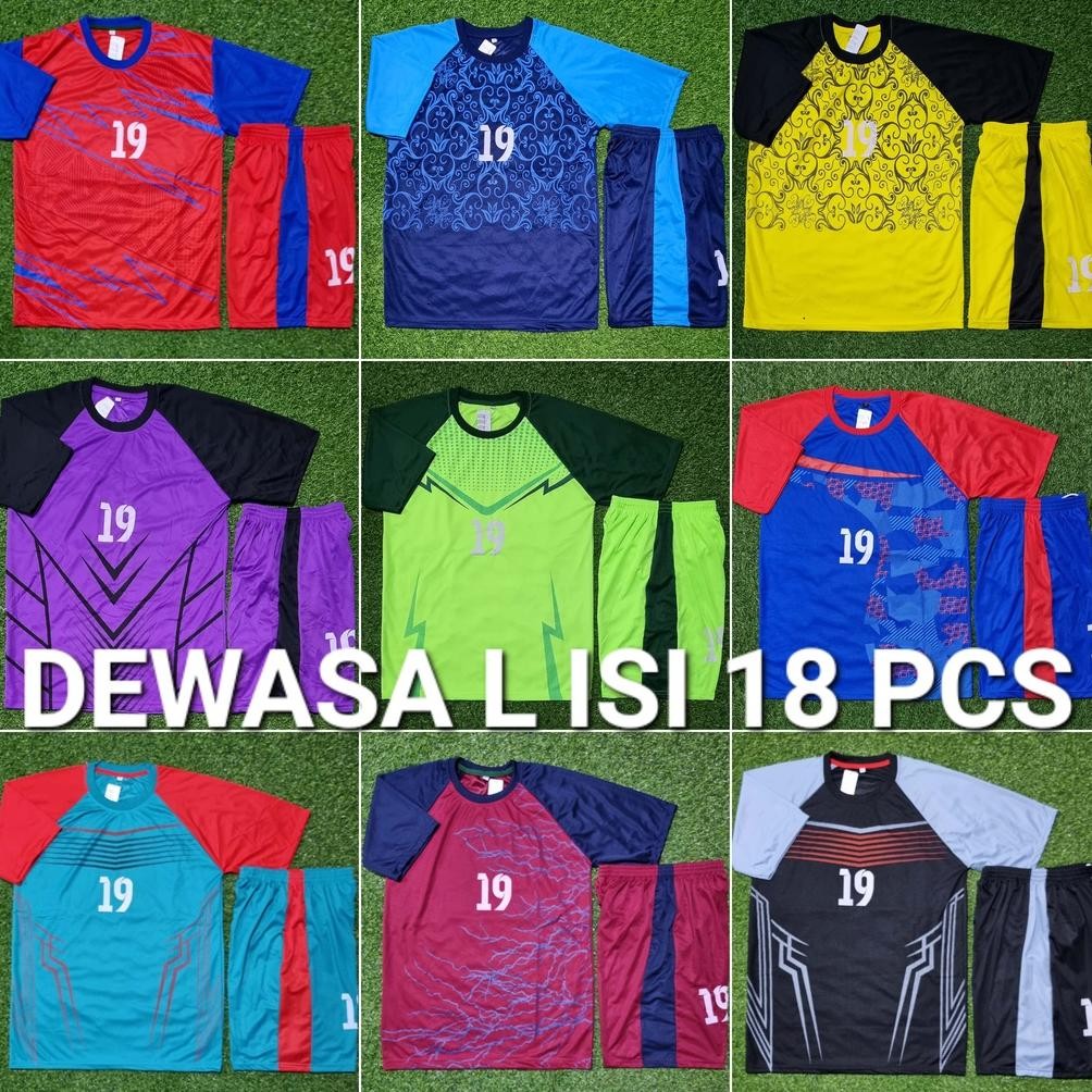 Setelan Set Jersey Bola / Baju Tim Futsal / Team Volly L18