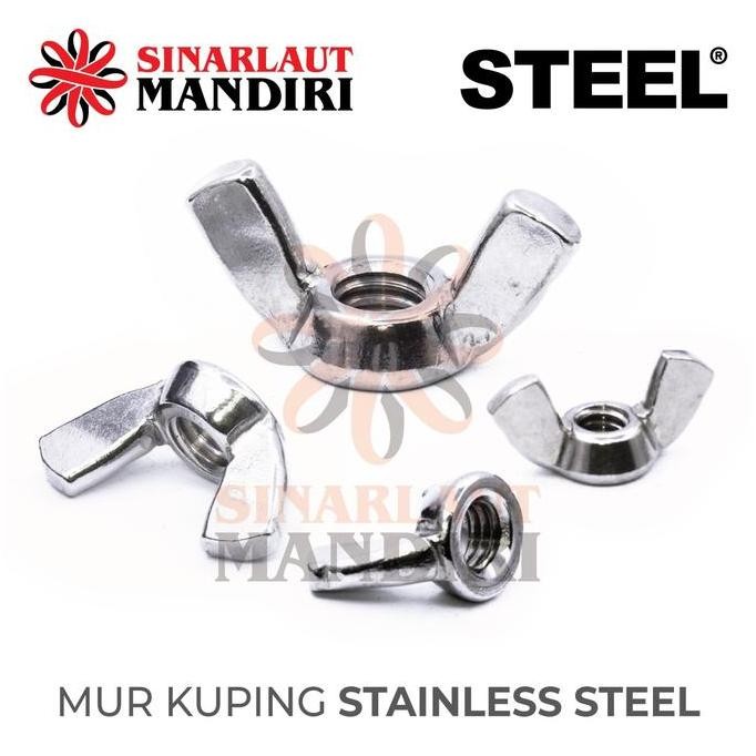 Mur Kuping Stainless Steel / Mur Kupu Kupu / Wing Nut SS M 4 BARU