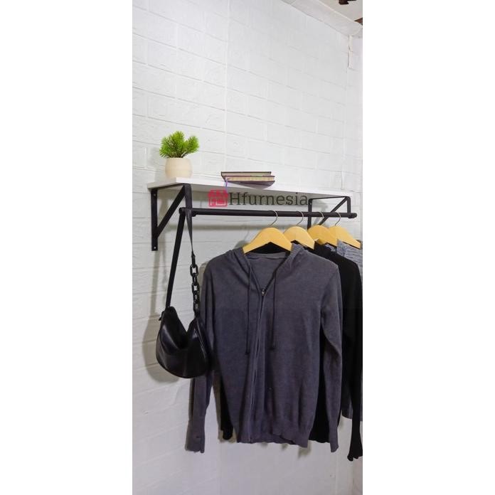 Rak gantungan baju besi ukuran 120x35 rak gantung pakaian besi rak dinding minimalis rak baju hanger