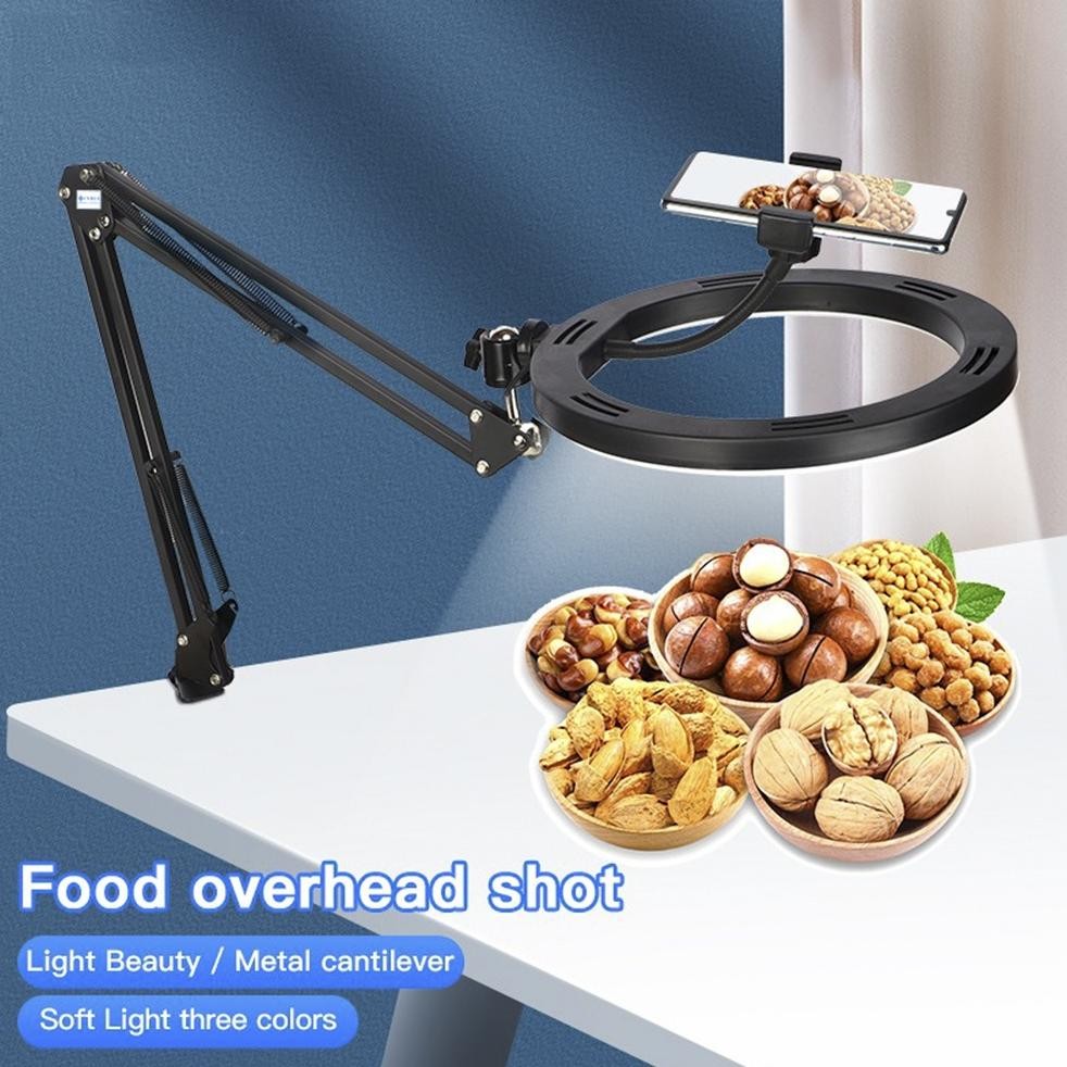Special Smartphone Bracket Overhead + Ring Light / Kamera Tripod / Video Arm Boom Cantilever Stand H