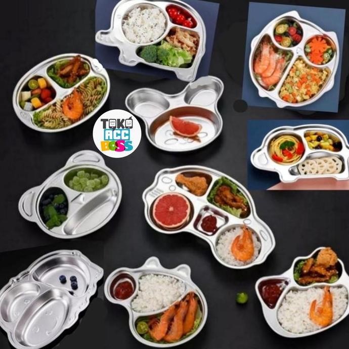 Piring Makan Stainless Anak / Piring Makan Sekat Anak SUS 304 Stainless / Piring Sekat Stainless / P