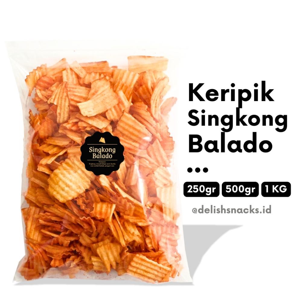 

READY STOCK [DELISH SNACKS] Keripik Singkong Balado (Grosir) 250gr 500gr 1 KG / Snack Cemilan Grosiran Kiloan