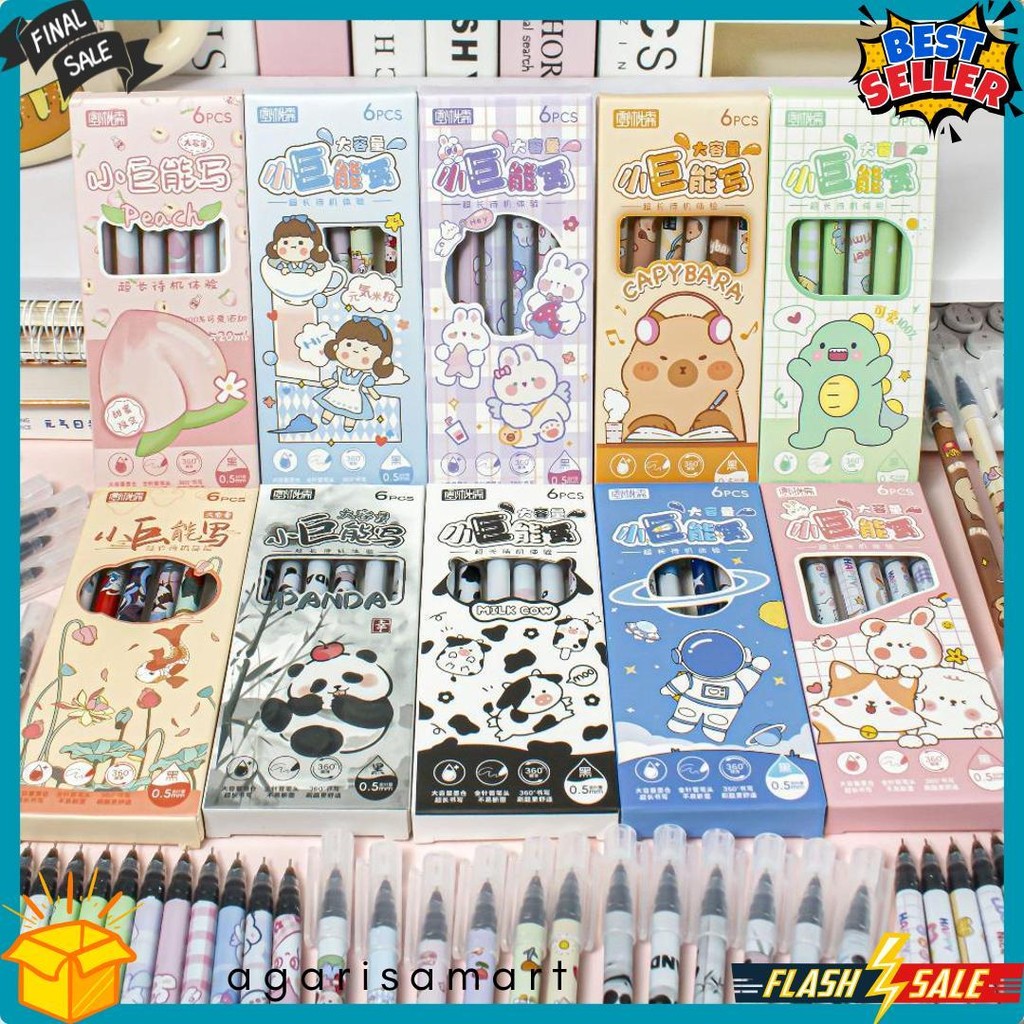 

1 Set Isi 6 Pcs Pulpen Gel Motif Animal, Anime Girl Dan Astronot Lucu Imut Terlengkap Dan Termurah