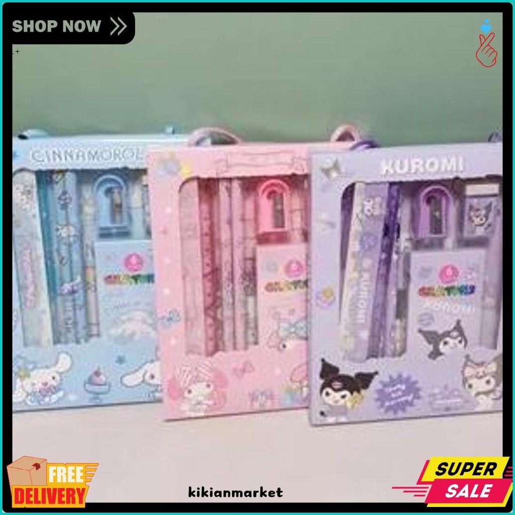

Set Alat Tulis Sanrio 5 In 1 - Alat Tulis Sanrio Kuromi - Melody - Cinnamoroll - Yummy Diskon