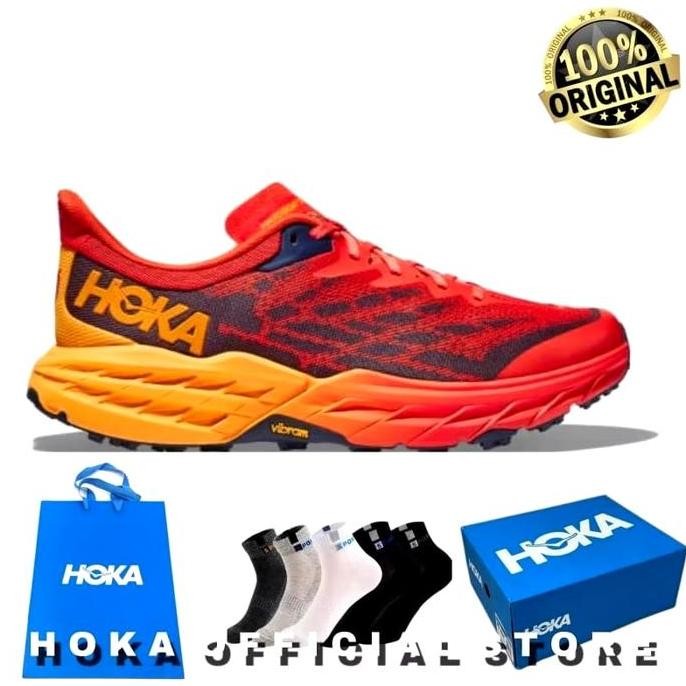 Terbaru Hoka One One / Speedgoat 5 Wide Fiesta / Free Paperbag / Original 100%