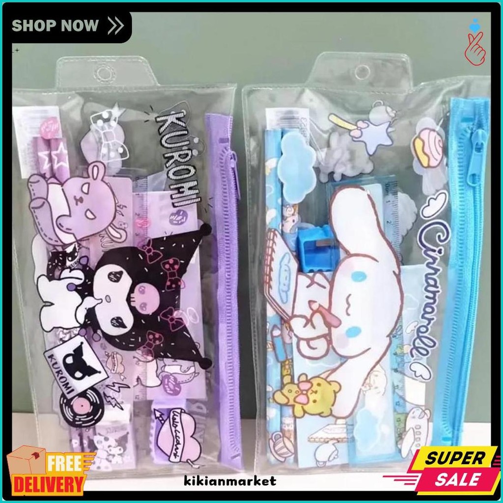 

Home025 7In1 Pensil Set /Tempat Pensil Karakter Lucu/ Paket Alat Tulis Motif Kuromi/Study Set Penghapus/Set Pensil Anak Perempuan Diskon Setengah Harga